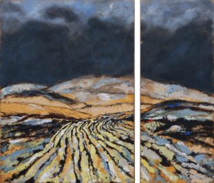 1999 "Paesaggi dell' Anima" Acrilici, silicio, pomice su tela di juta dim. 110 x 150 --60 x 150