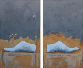 2006 In viaggio Acrilici, olio, gesso Bologna, pigmenti - 2 tele 100 x 170