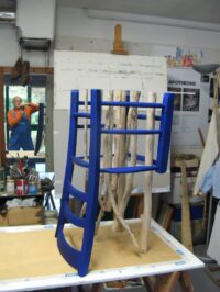 "Tavolino" Vecchia sedia- legni spiaggiati, plexiglas, pigmenti dimensioni