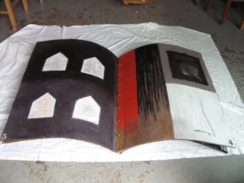 2014 "Tutto quello che so di me" - Libro Oggetto - Cartoncino rilegato con anelli in acciaio - tela, anelli, filo, collage, foto su tela, acrilici - dim. cm. 66 x 80