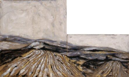 1999 "Paesaggi dell' Anima" Olio Acrilico e silicio su tela il lavoro è composto da 2 tele 116x135, e 75x110