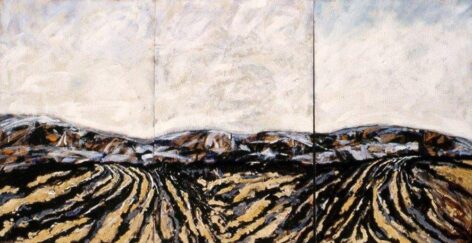 1999 "Paesaggi dell' Anima" Acrilici, silicio, carta, collage su massonite, il lavoro è composto da 3 pannelli di dimensioni 130 x 180 x 10 cm