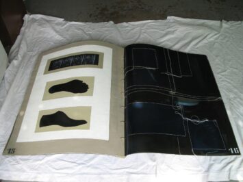 2014 "Tutto quello che so di me"- Libro Oggetto - cartoncino rilegato con anelli di acciaio - tela, anelli, filo, collage, radiografie, foto su tela, acrilici dim. cmm. 66 x 80